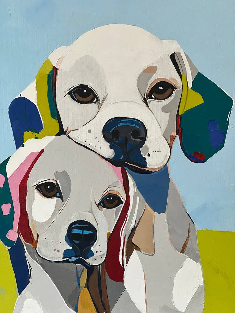 Original Abstract Dogs Painting by Sahar Manri