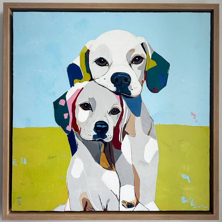 Original Abstract Dogs Painting by Sahar Manri