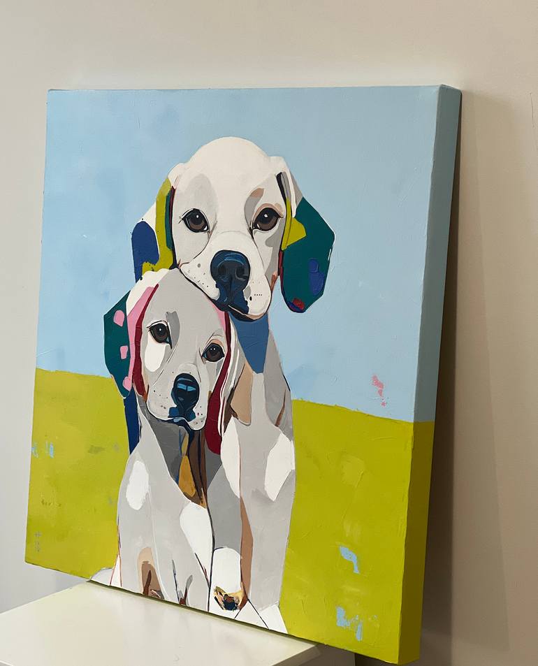 Original Abstract Dogs Painting by Sahar Manri