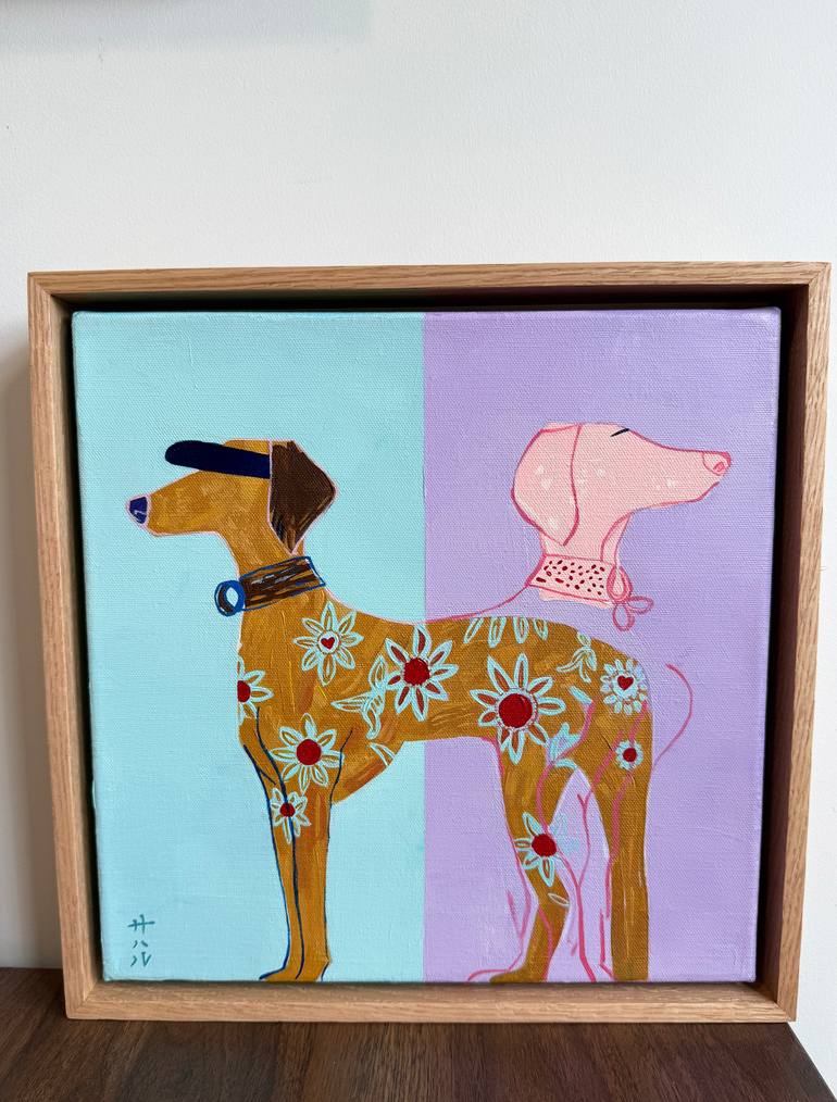 Original Abstract Dogs Painting by Sahar Manri