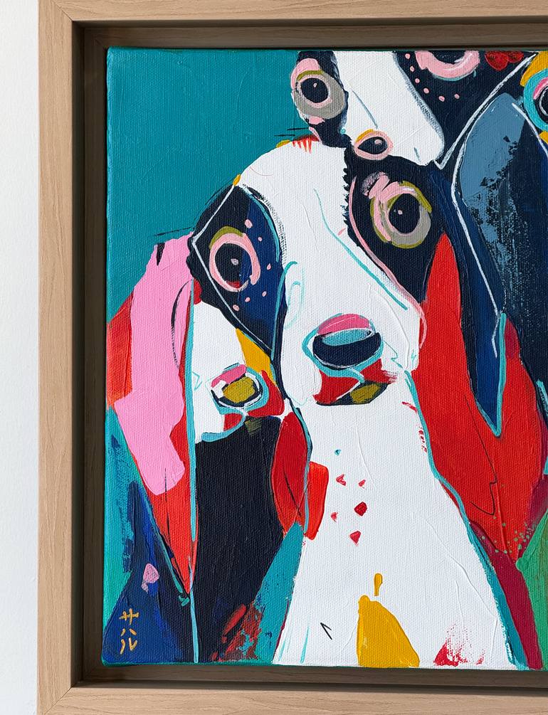 Original Abstract Expressionism Dogs Painting by Sahar Manri