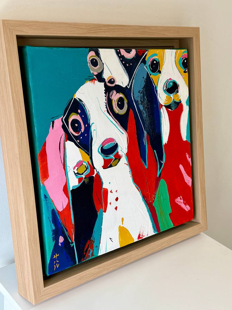 Original Abstract Expressionism Dogs Painting by Sahar Manri