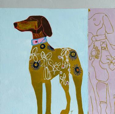 Original Modernism Dogs Paintings by Sahar Manri