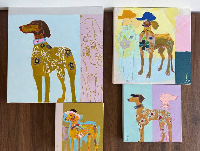 Original Abstract Dogs Painting by Sahar Manri