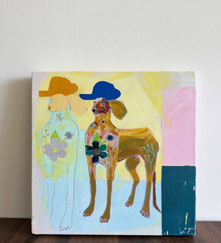 Original Abstract Dogs Painting by Sahar Manri