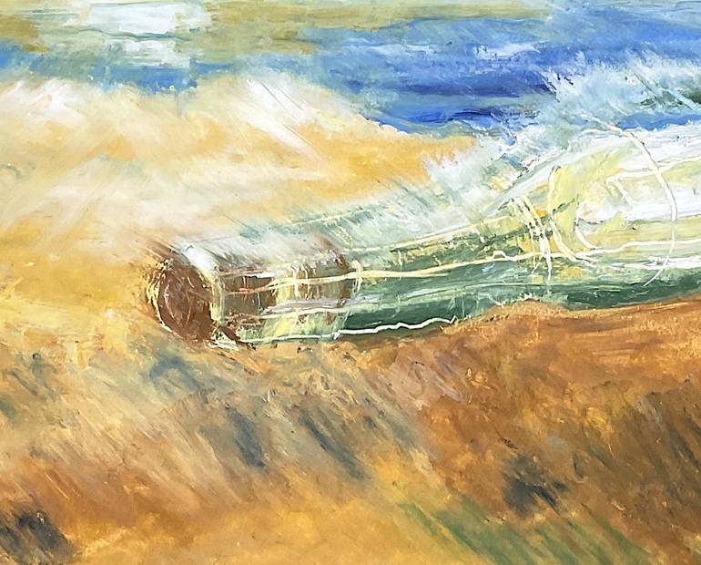Original Painterly Abstraction Beach Painting by rhonda roth