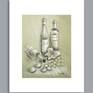 Wine Bottles and Grapes Number 2 matted