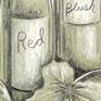 Wine Bottles and Grapes Number 2 detail