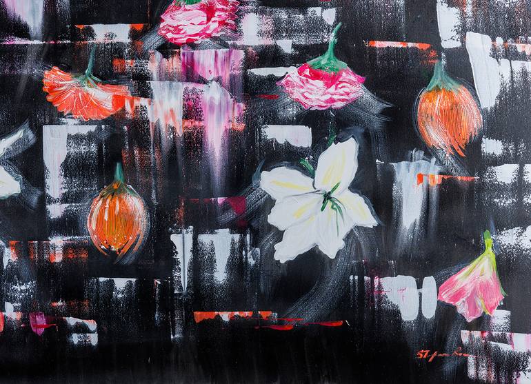 Original Contemporary Floral Painting by Stefania Roman