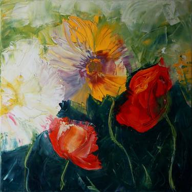 Original Abstract Expressionism Floral Paintings by STEFANIA ROMAN