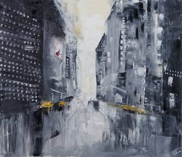Original Abstract Expressionism Cities Paintings by STEFANIA ROMAN
