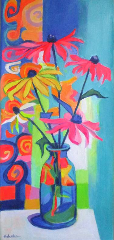 Original Expressionism Floral Painting by Helena Wierzbicki