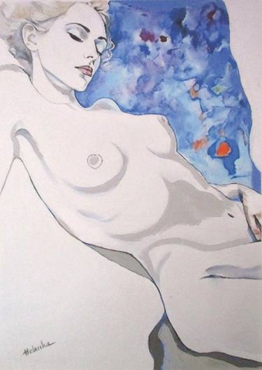 Original Expressionism Nude Painting by Helena Wierzbicki