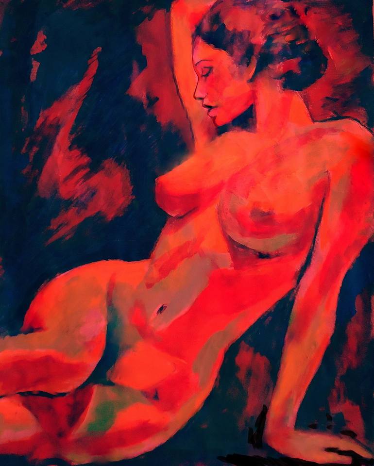 Original Abstract Nude Painting by Helena Wierzbicki