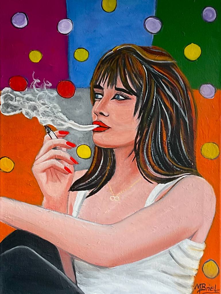 woman smoking cigarette painting Smoking Woman paintings