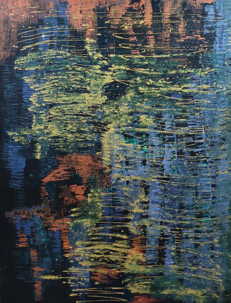 Original Abstract Painting by Duong Bui | Abstract Expressionism Art on Canvas | The lake