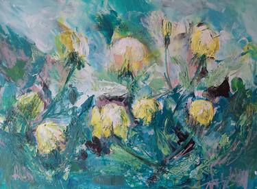 Original Impressionism Floral Painting by Rosie Wolf Williams