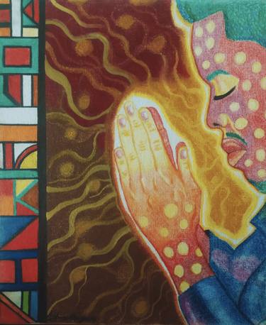 Original Art Deco Religion Mixed Media by Agbons Osagiede