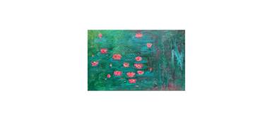 Beautiful Abstract Acrylic Colour Canvas Painting of Pink Lotus thumb