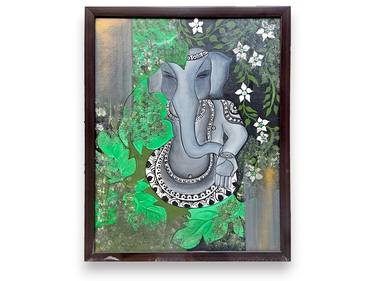Abstract Handmade Acrylic Painting of Lord Ganesha by Rajni Jain thumb