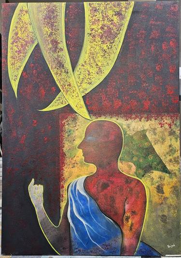 Beautiful Handmade Canvas Acrylic Painting of Monk thumb