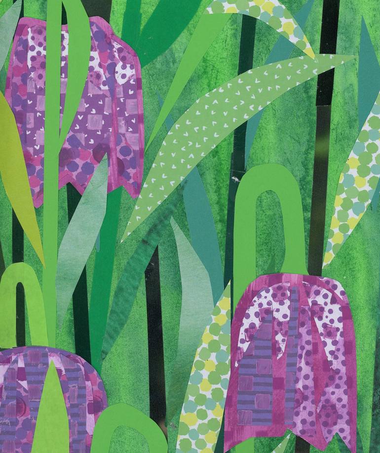 Original Contemporary Floral Collage by Alison Adams