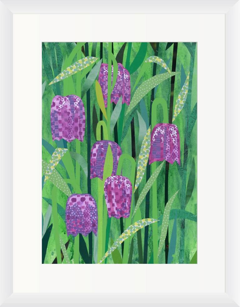 Original Contemporary Floral Collage by Alison Adams