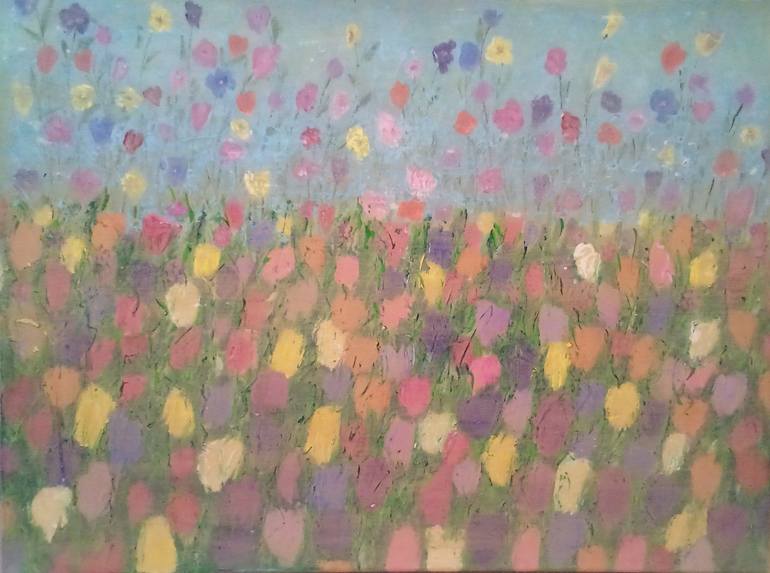 Original Floral Painting by Alison Adams | Abstract Art on Canvas | Field of Flowers