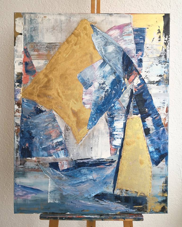 Original Abstract Boat Painting by Egonia Art