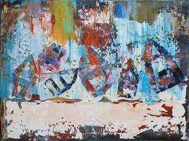 Original Abstract Boat Painting by Egonia Art