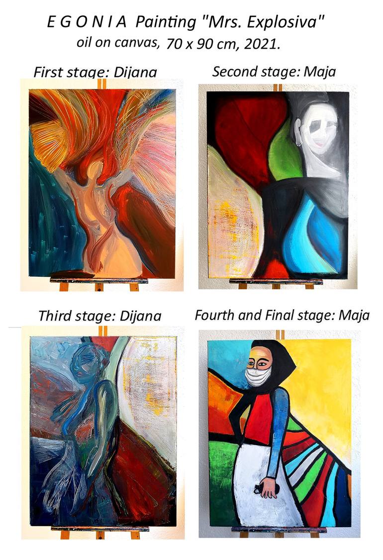 Original Abstract Women Painting by Egonia Art