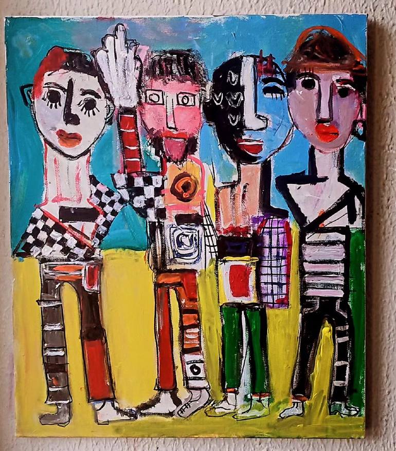 Original Abstract People Painting by ben  yezhak levi