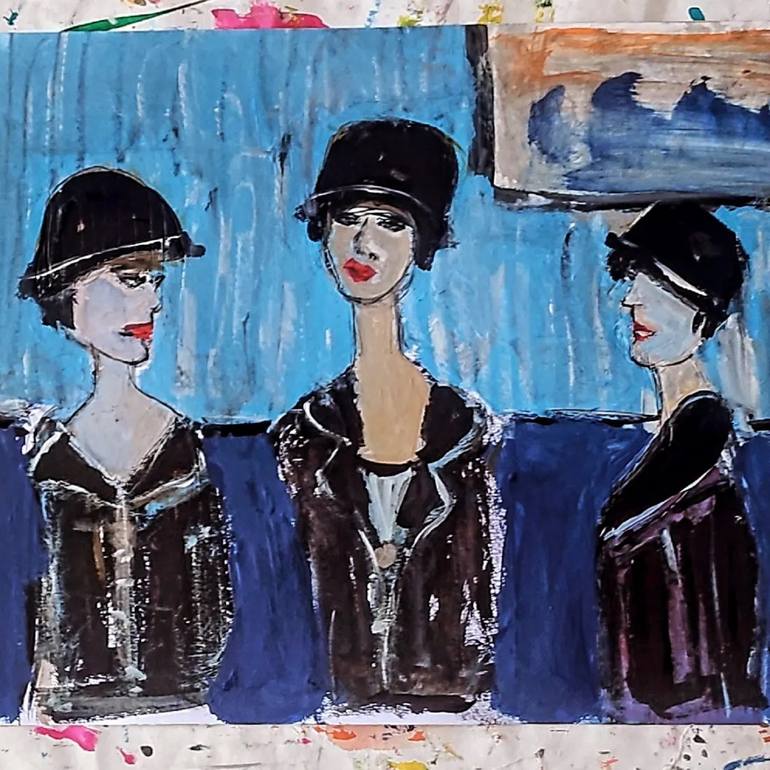 Original Abstract Expressionism People Painting by Ben  Yezhak Levi