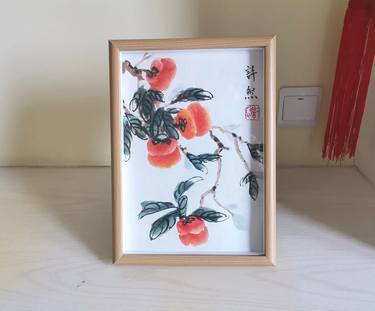 Original Chinese painting,Traditonal Chinese Persimmon Painting thumb