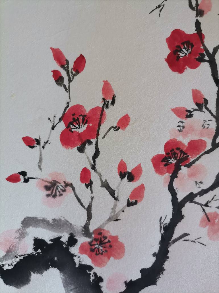 Original Art Deco Floral Painting by Ran Xu