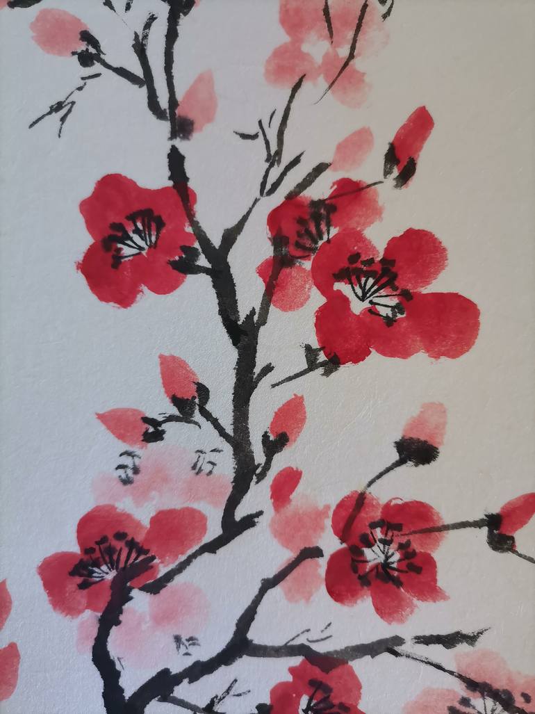 Original Art Deco Floral Painting by Ran Xu