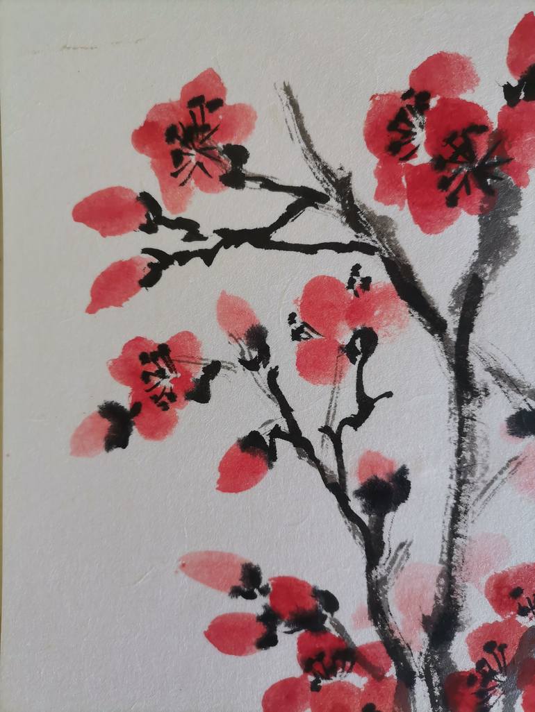 Original Art Deco Floral Painting by Ran Xu
