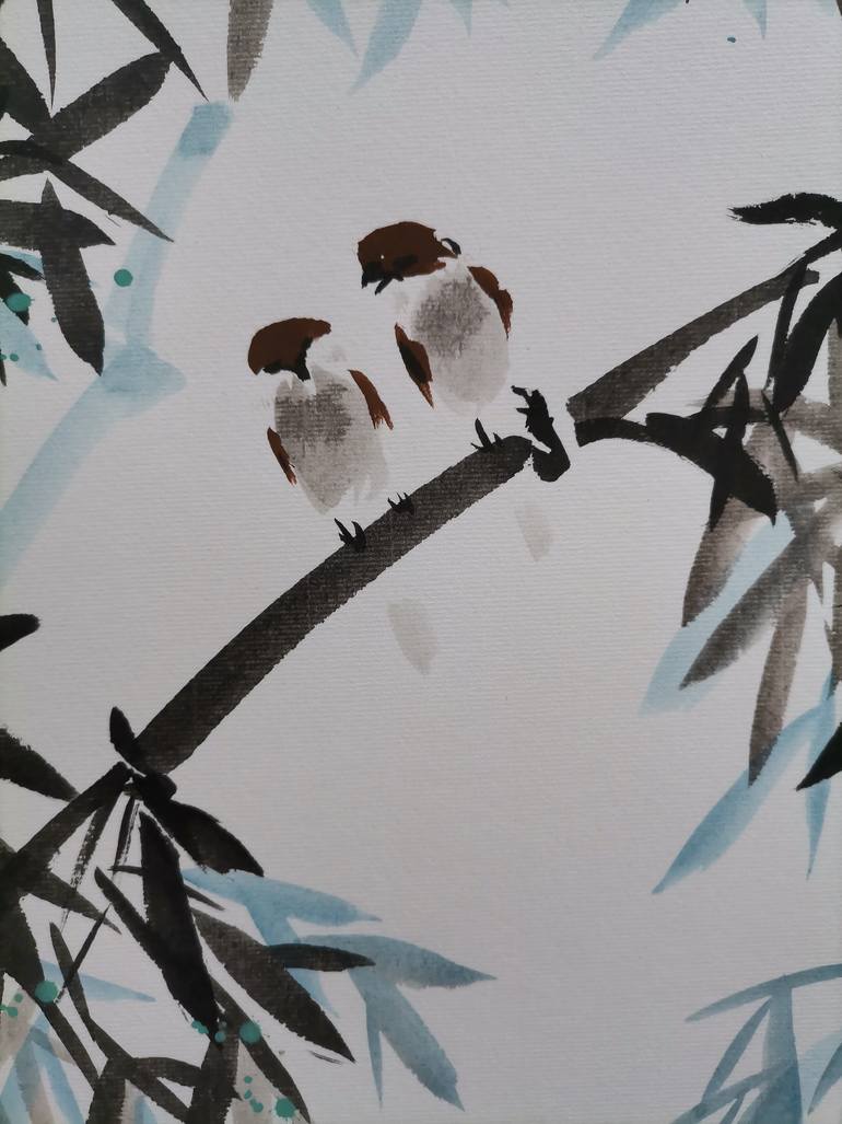 Original Art Deco Floral Painting by Ran Xu