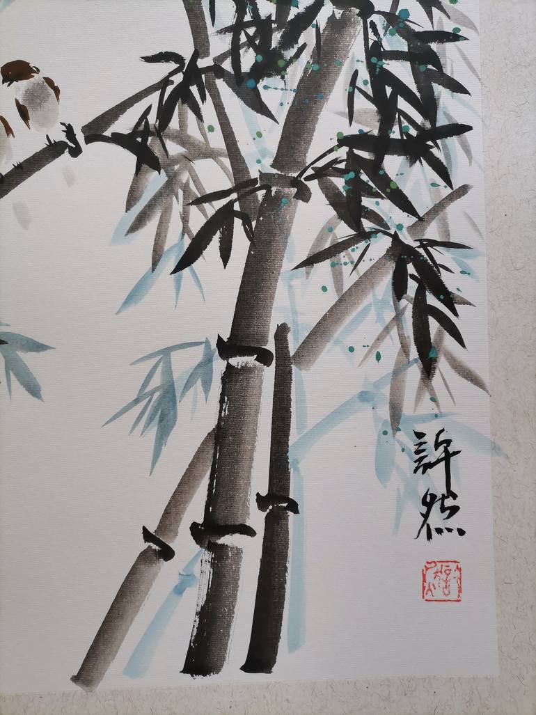 Original Art Deco Floral Painting by Ran Xu