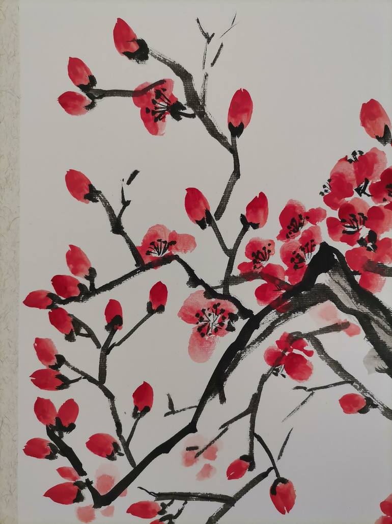 Original Art Deco Floral Painting by Ran Xu