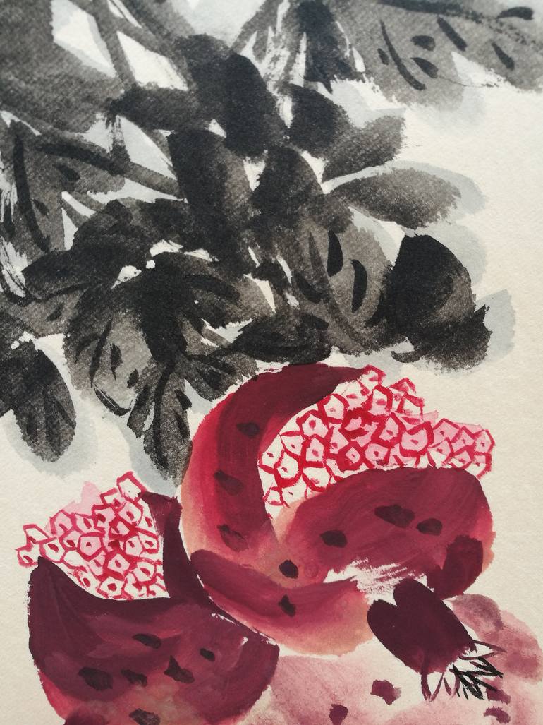 Original Art Deco Floral Painting by Ran Xu