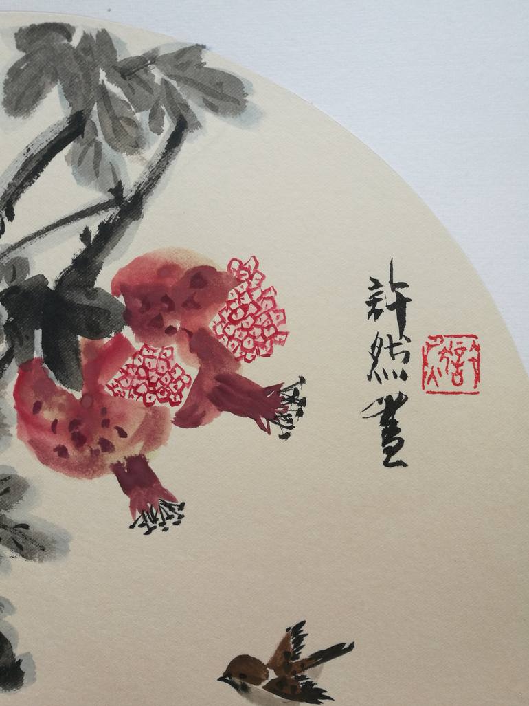 Original Art Deco Floral Painting by Ran Xu