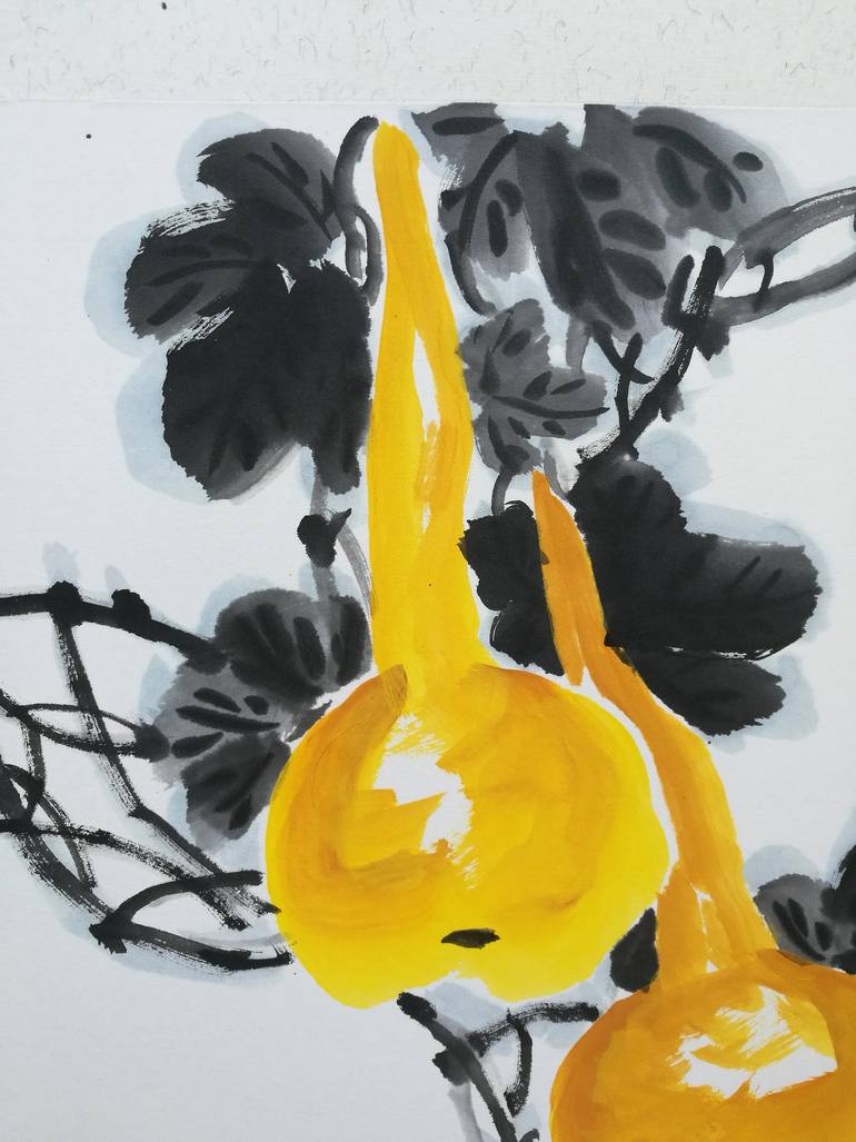 Original Art Deco Floral Painting by Ran Xu