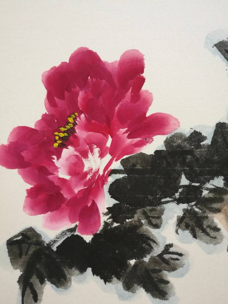 Original Art Deco Floral Painting by Ran Xu