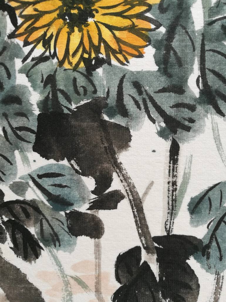 Original Art Deco Floral Painting by Ran Xu