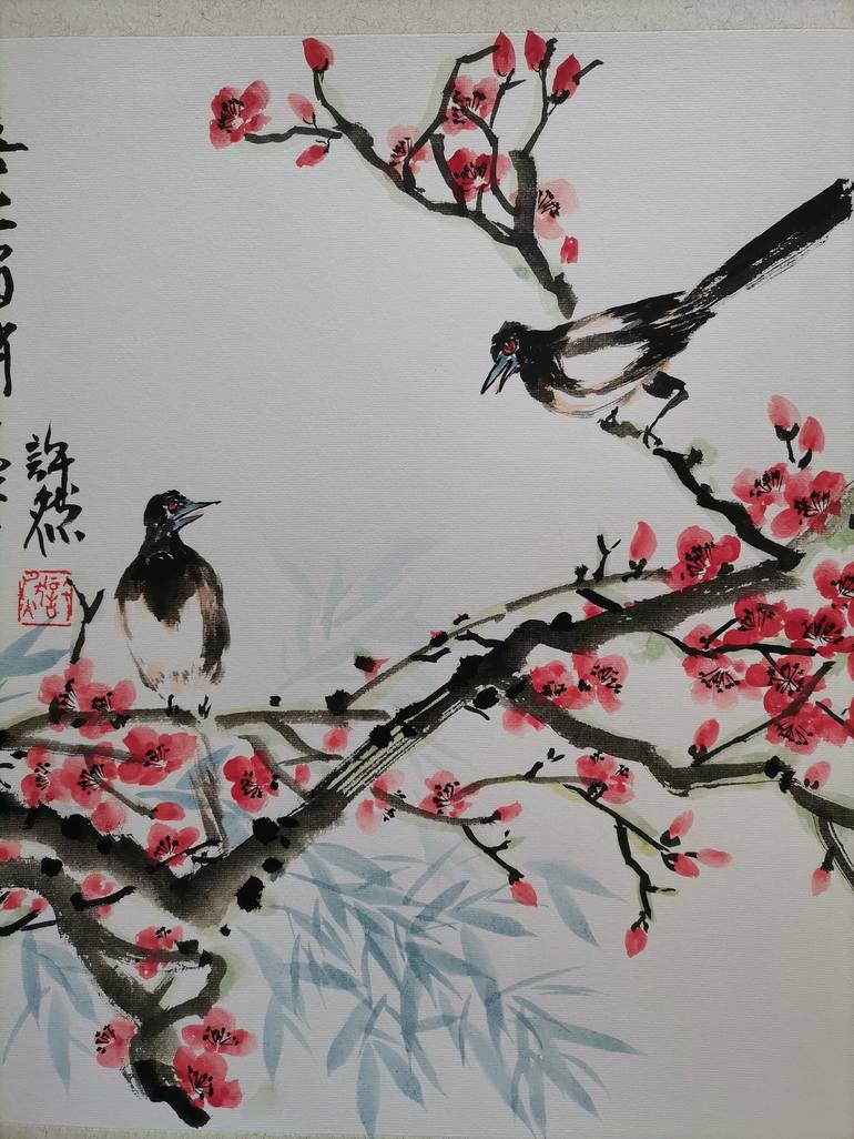 Original Floral Painting by Ran Xu