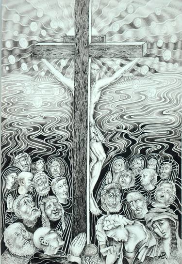 Original Abstract Expressionism Religion Drawings by Aljona Frantaseva