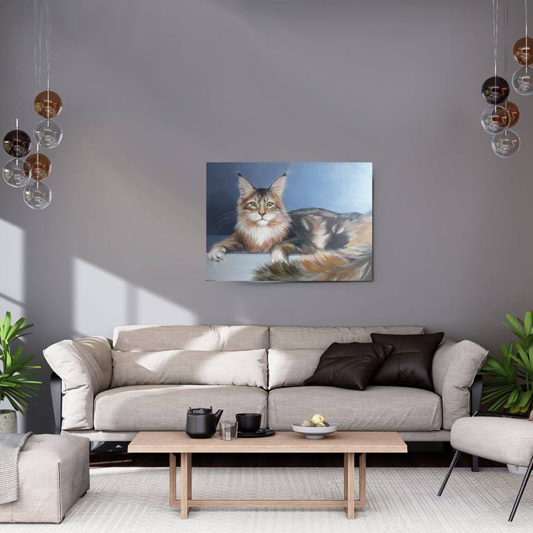 Original Portraiture Cats Painting by Yuliia Zaverukha
