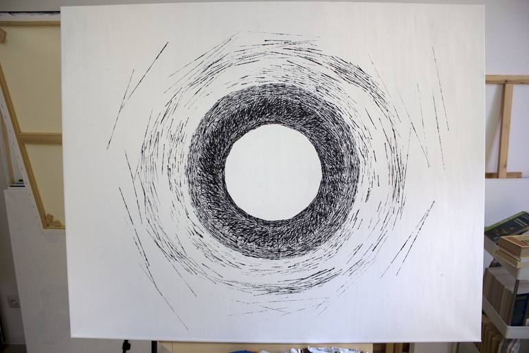 Original Black & White Abstract Painting by Andr Bel