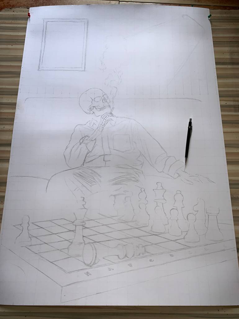 Original Black & White Abstract Drawing by Ngbede Nobleman